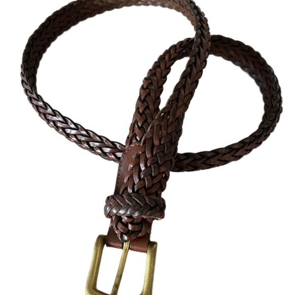 Coach Brown Braided Leather Belt Classic Designer Women size 36 minimalist boho - Picture 3 of 4
